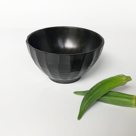 紀州漆器 汁椀  鉢型 段々彫 黒〈新品〉