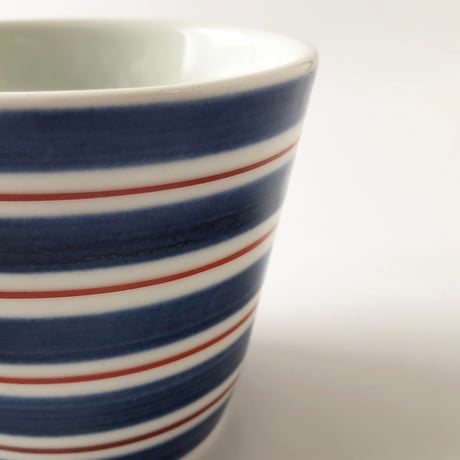 砥部焼 梅山窯 そば猪口 （小）呉須巻赤線〈新品〉