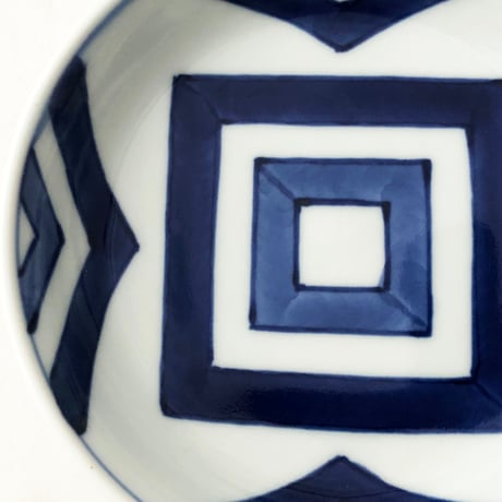 有田焼 青花 江戸紋 渕上り4寸皿〈新品〉