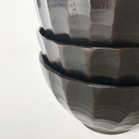 紀州漆器 汁椀  鉢型 段々彫 黒〈新品〉