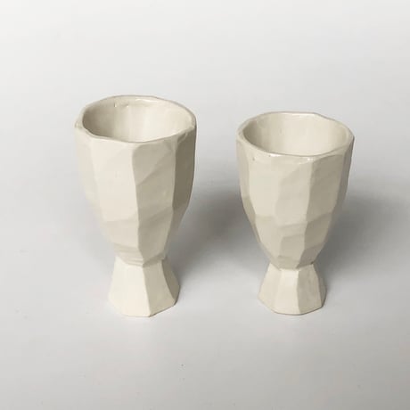 河村岳志 足つきぐい呑み 白 2セット〈新品〉