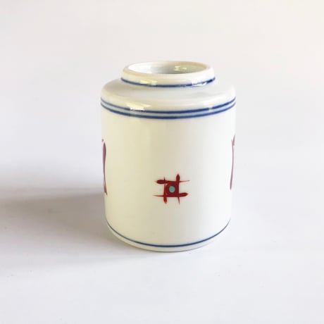 砥部焼 梅山窯 切立湯呑 赤ペン〈新品〉