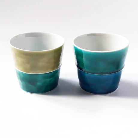 九谷焼 マルヨネ 陶芸窯 和陶房 カップ 色釉〈新品〉