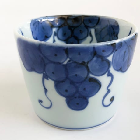 有田焼 其泉 染付 手描きぶどう文 そば猪口〈新品〉