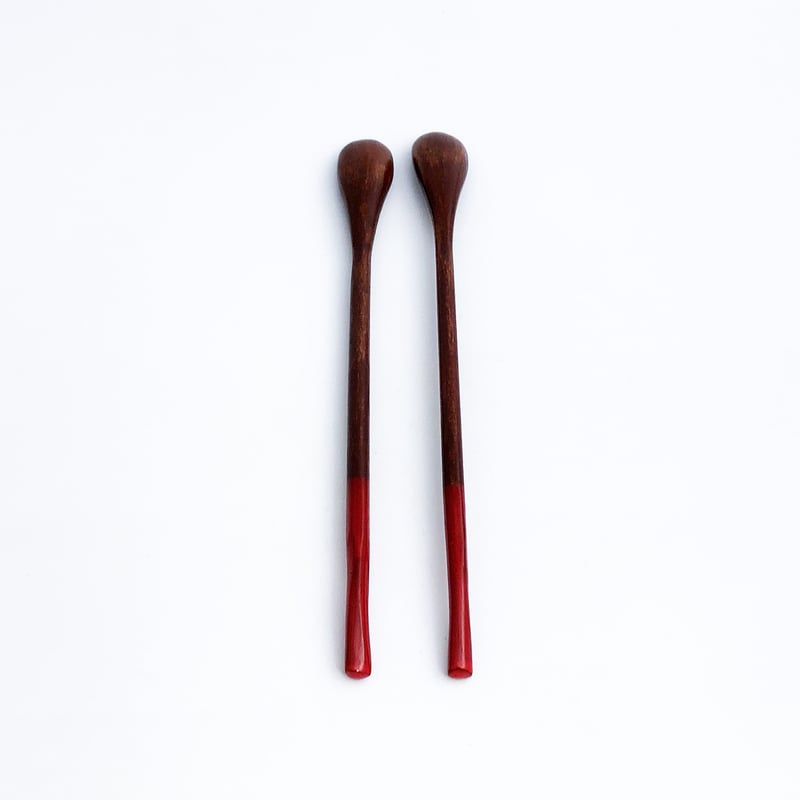 紀州漆器 マドラースプーン 端赤 2本セット〈新品〉 | 器屋 HAKOBE
