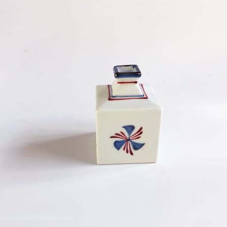 砥部焼 梅山窯 ミニ輪立て（小）下り赤花〈新品〉