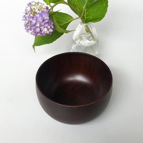 紀州漆器 丸型ボール鉢 こげ茶〈新品〉