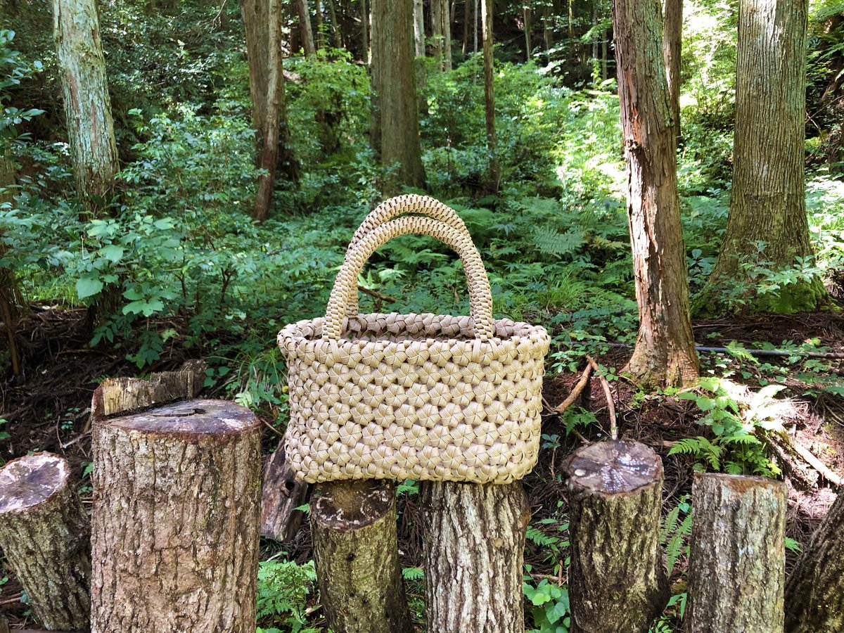 かごバッグ　花結び 花結び編みのかごバッグ（6本幅）ナチュラル〈新品〉 | 器屋 HAKOBE