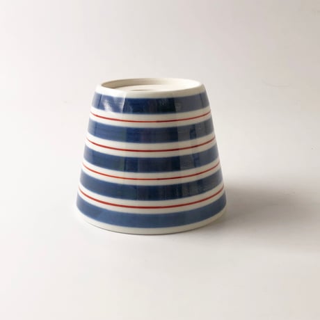 砥部焼 梅山窯 そば猪口 （小）呉須巻赤線〈新品〉