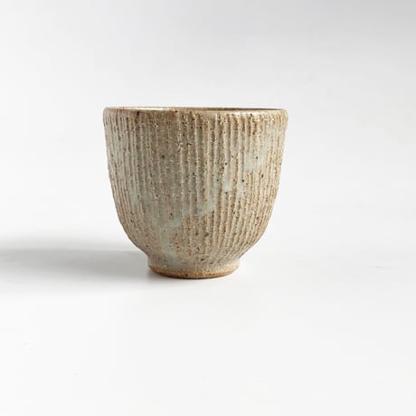 伊賀焼 長谷園 灰釉千筋 湯呑〈新品〉