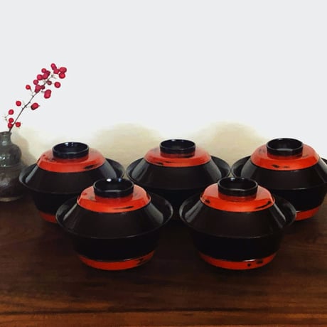 蓋付き汁椀 5セット〈新品〉
