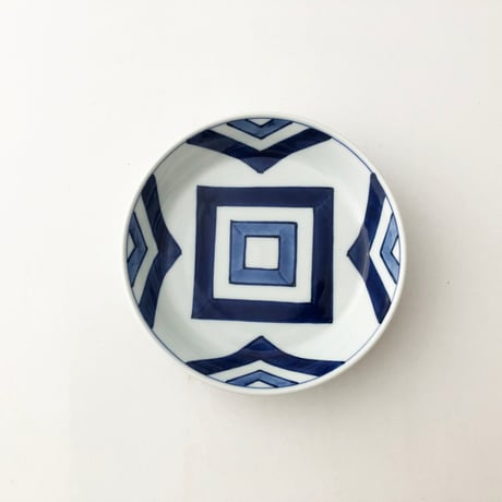 有田焼 青花 江戸紋 渕上り5寸皿〈新品〉