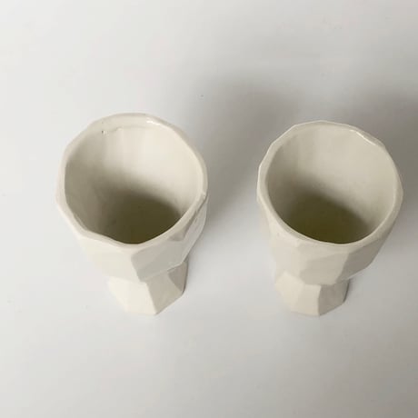 河村岳志 足つきぐい呑み 白 2セット〈新品〉
