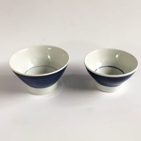 砥部焼 梅山窯 飯碗 くらわんか 呉須巻〈新品〉