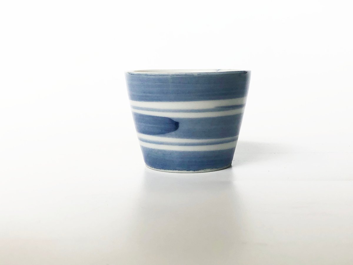 九谷焼 九谷青窯 豆猪口 筋入り濃コマ〈新品〉 | 器屋 HAKOBE