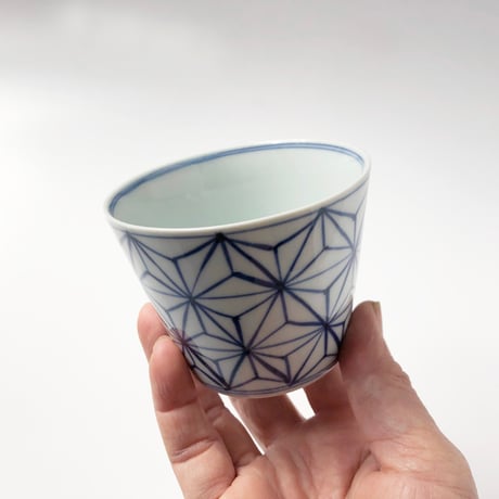 有田焼 青花 麻の葉そば猪口〈新品〉