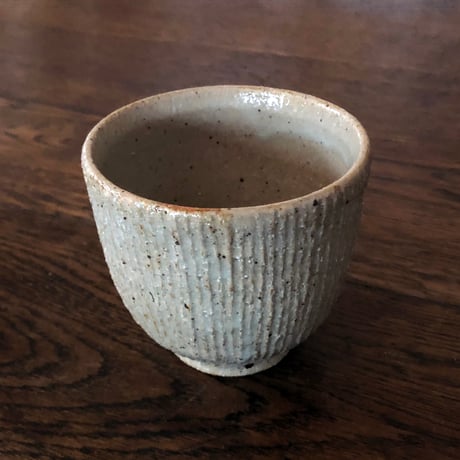 伊賀焼 長谷園 灰釉千筋 湯呑〈新品〉