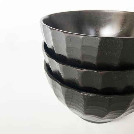紀州漆器 汁椀  鉢型 段々彫 黒〈新品〉