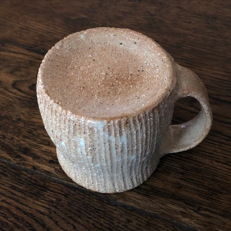 伊賀焼 長谷園 灰釉千筋 茶 マグカップ〈新品〉