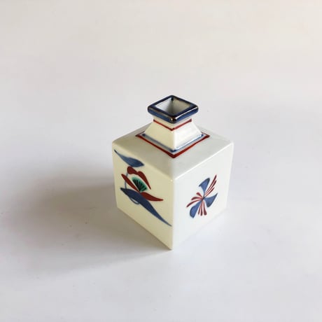 砥部焼 梅山窯 ミニ輪立て（小）下り赤花〈新品〉