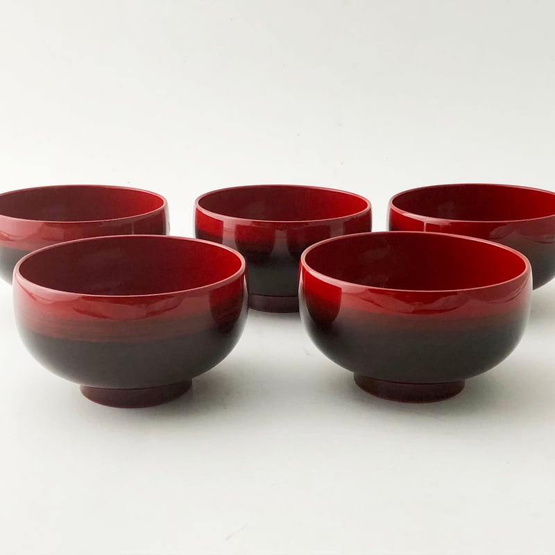 越前塗 ぼかし 春秋汁椀 5セット〈新古品〉 | 器屋 HAKOBE
