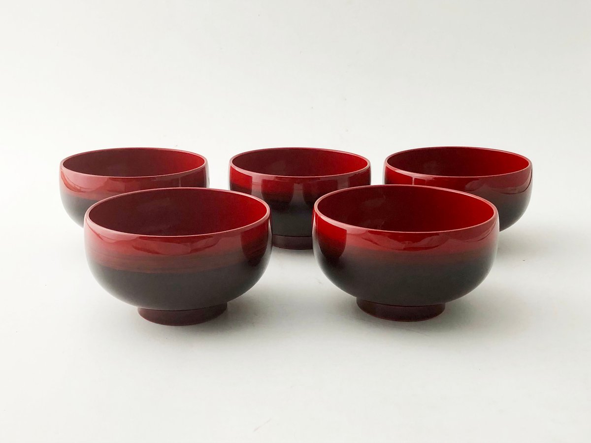 越前塗 ぼかし 春秋汁椀 5セット〈新古品〉 | 器屋 HAKOBE