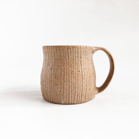 伊賀焼 長谷園 灰釉千筋 茶 マグカップ〈新品〉