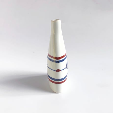 砥部焼 梅山窯 ワインボトル（大） 赤線三つ葉 蓋なし〈新品〉
