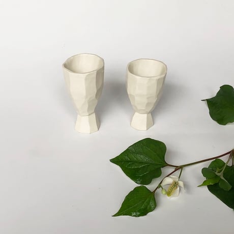 河村岳志 足つきぐい呑み 白 2セット〈新品〉