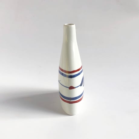 砥部焼 梅山窯 ワインボトル（大） 赤線三つ葉 蓋なし〈新品〉
