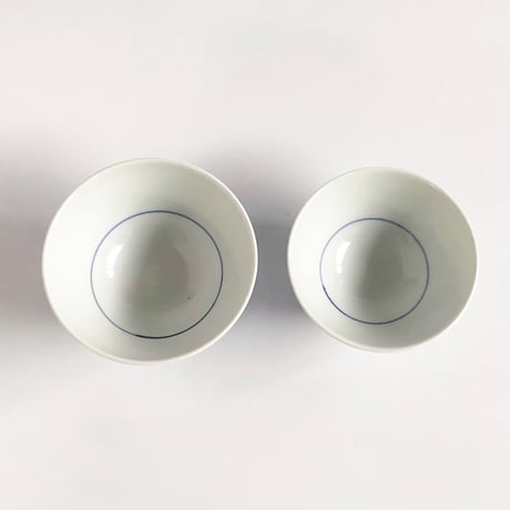 砥部焼 梅山窯 飯碗 くらわんか 格子呉須巻〈新品〉