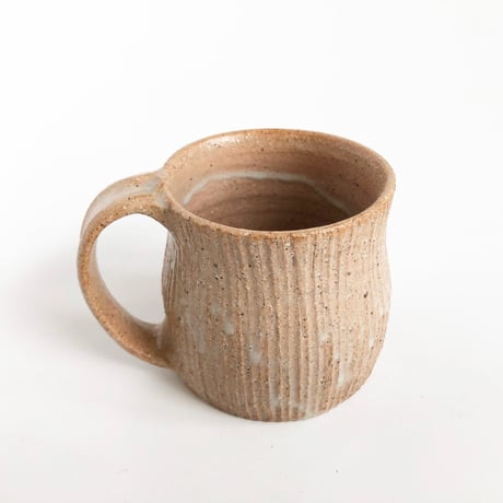 伊賀焼 長谷園 灰釉千筋 茶 マグカップ〈新品〉