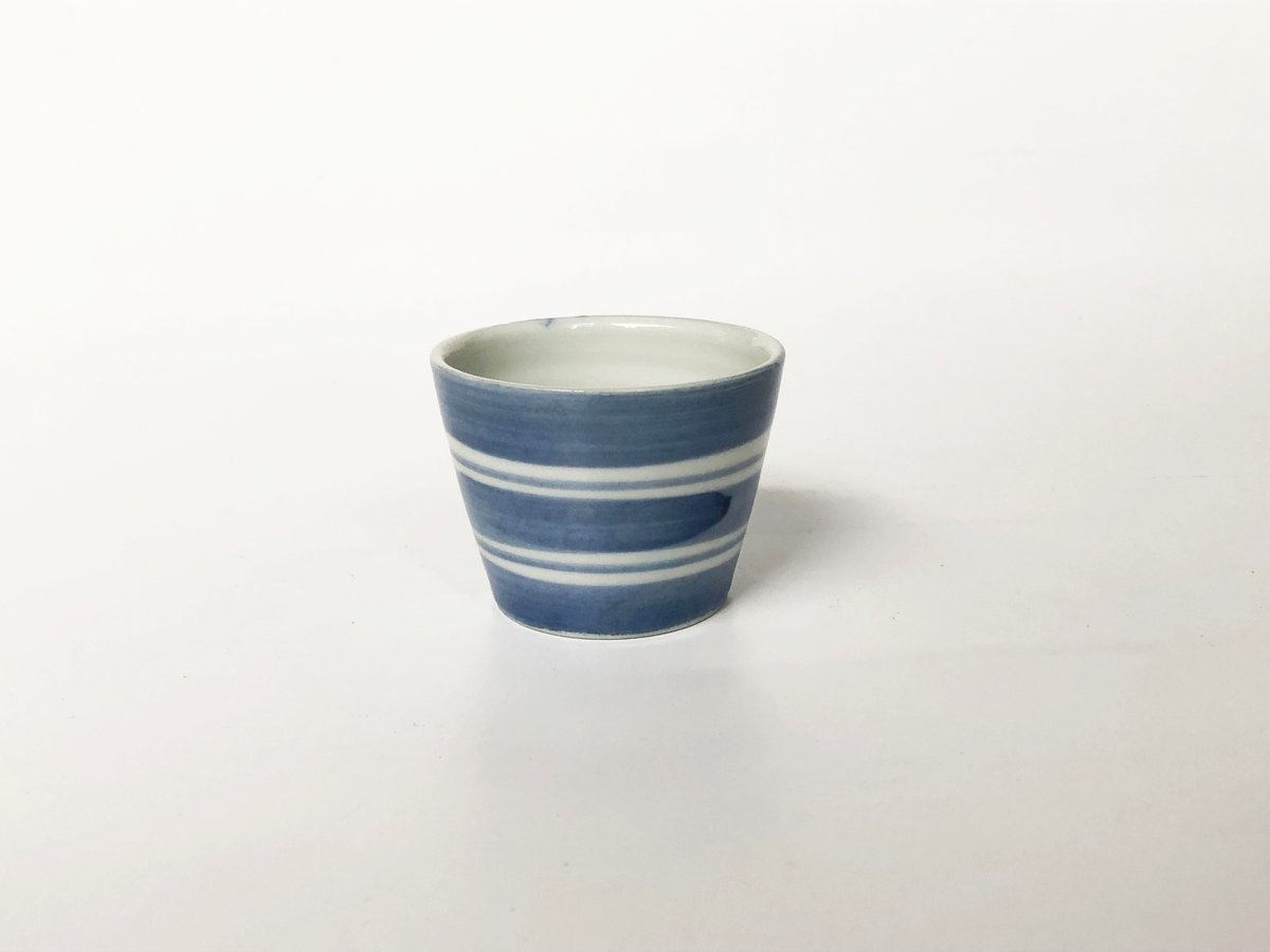 九谷焼 九谷青窯 豆猪口 筋入り濃コマ〈新品〉 | 器屋 HAKOBE