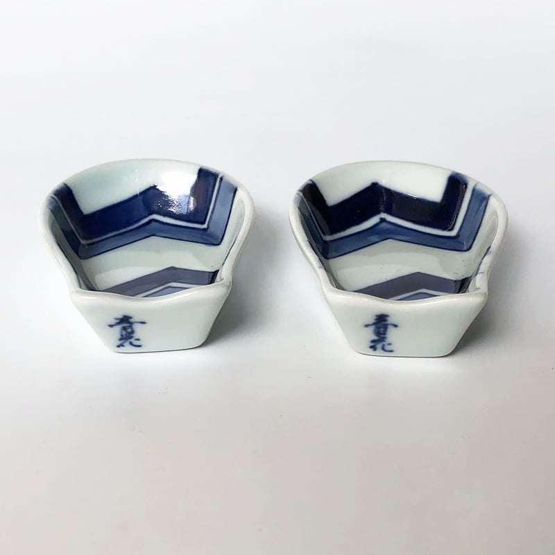 有田焼 青花 江戸紋 長丸レンゲ（台皿付）2セット〈新品〉 | 器屋 HAKOBE