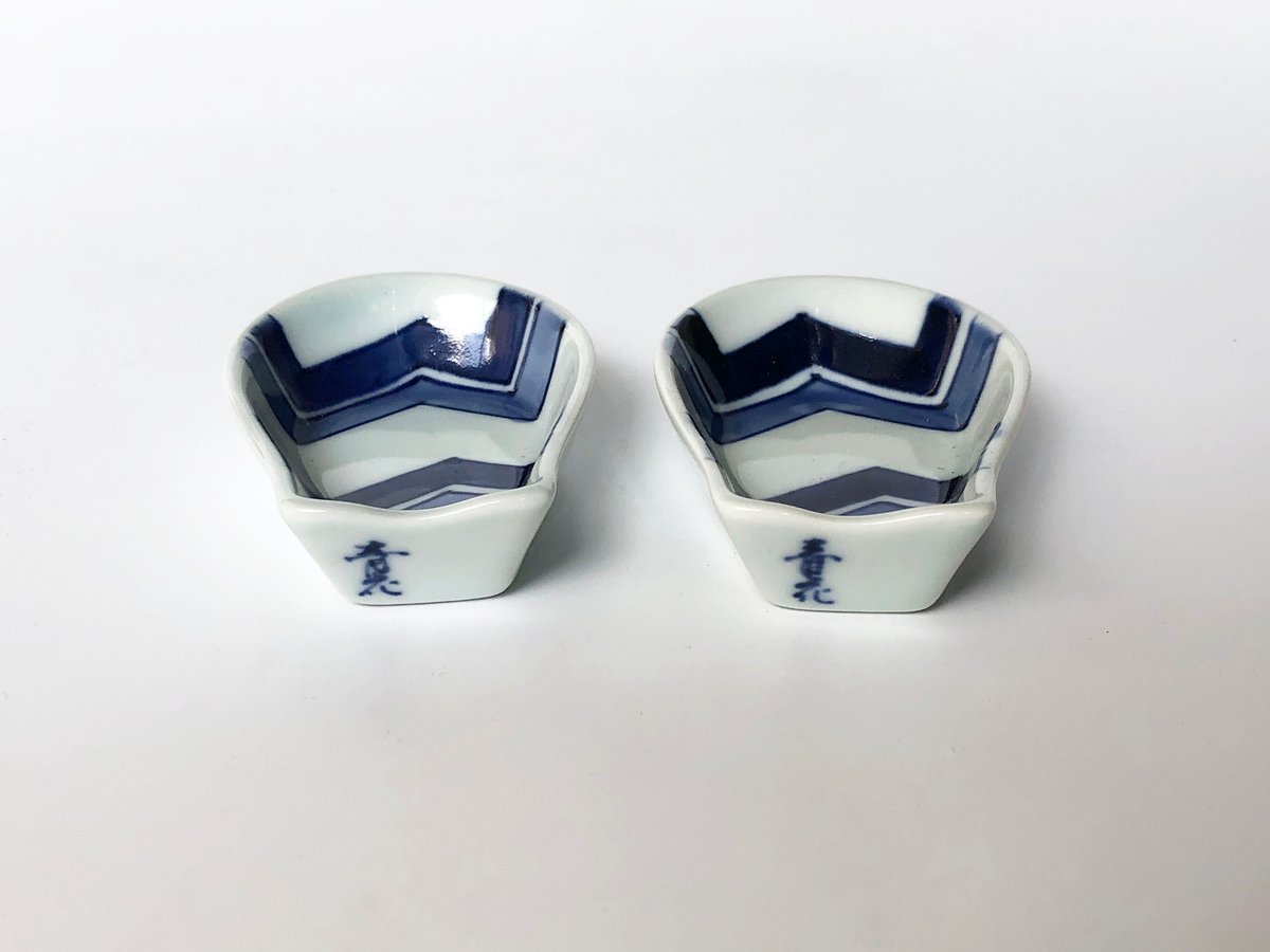 有田焼 青花 江戸紋 長丸レンゲ（台皿付）2セット〈新品〉 | 器屋 HAKOBE