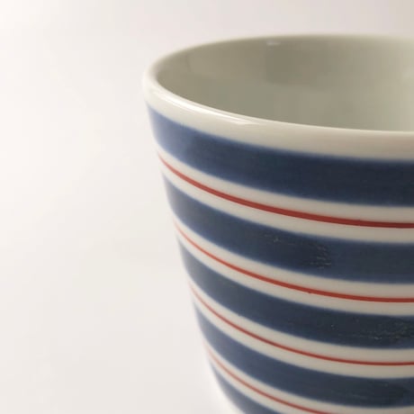 砥部焼 梅山窯 そば猪口 （小）呉須巻赤線〈新品〉