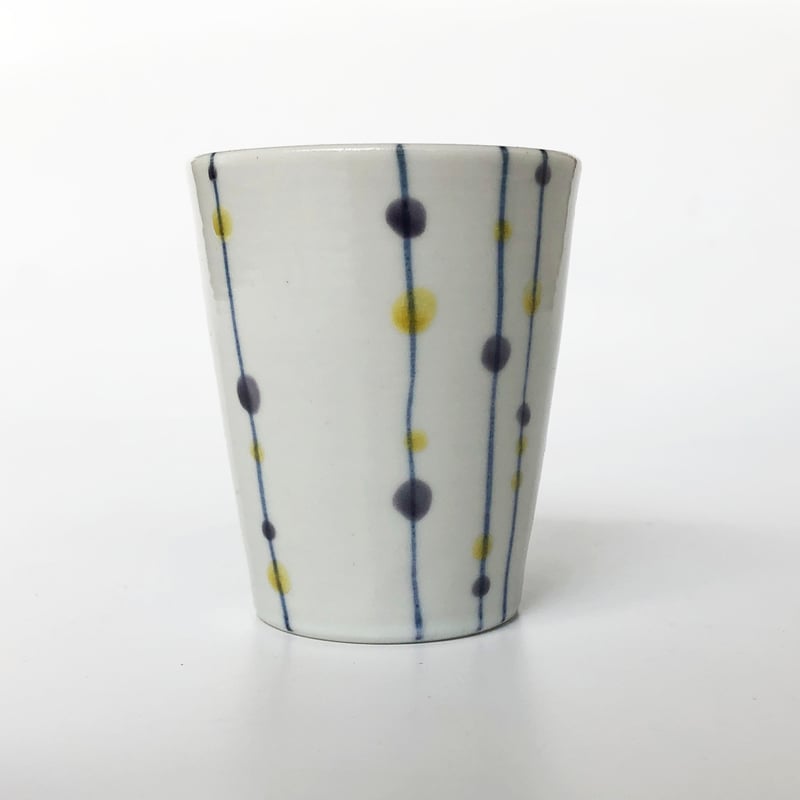 九谷焼 九谷青窯 カップ 色絵線に水玉〈新品〉 | 器屋 HAKOBE