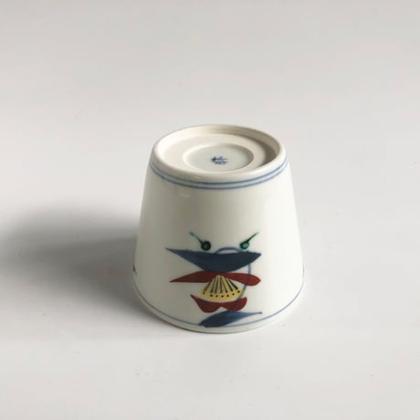 砥部焼 梅山窯 そば猪口 （小）下り赤花〈新品〉