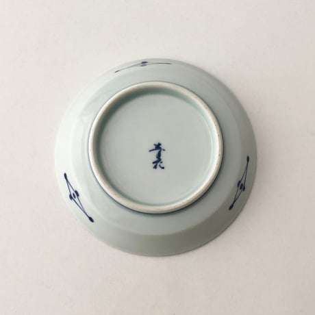 有田焼 青花 江戸紋 渕上り4寸皿〈新品〉