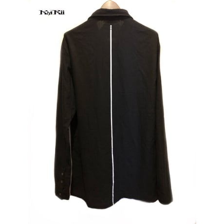 KMRii ・ケムリ・ Splash Cotton  Ramie Shirt・黒シャツ・バックストライプ
