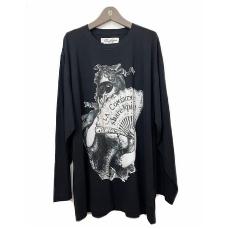 Share Spirit・Black Fan Girl・プリントカットソー・黒ロンT・size.L