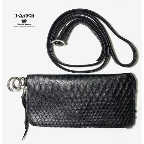 KMRii ・ケムリ・ Drop Purse・ 薄型・マルチ ウォレット・パイソンレザー