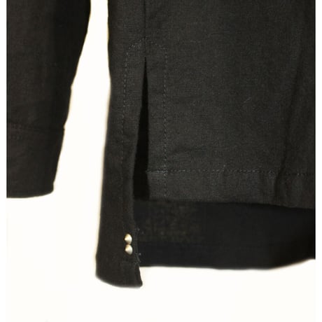 KMRii ・ケムリ・ Splash Cotton  Ramie Shirt・黒シャツ・バックストライプ