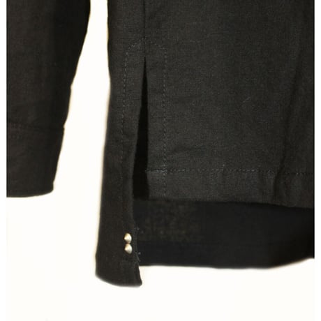 KMRii ・ケムリ・ Splash Cotton  Ramie Shirt・黒シャツ