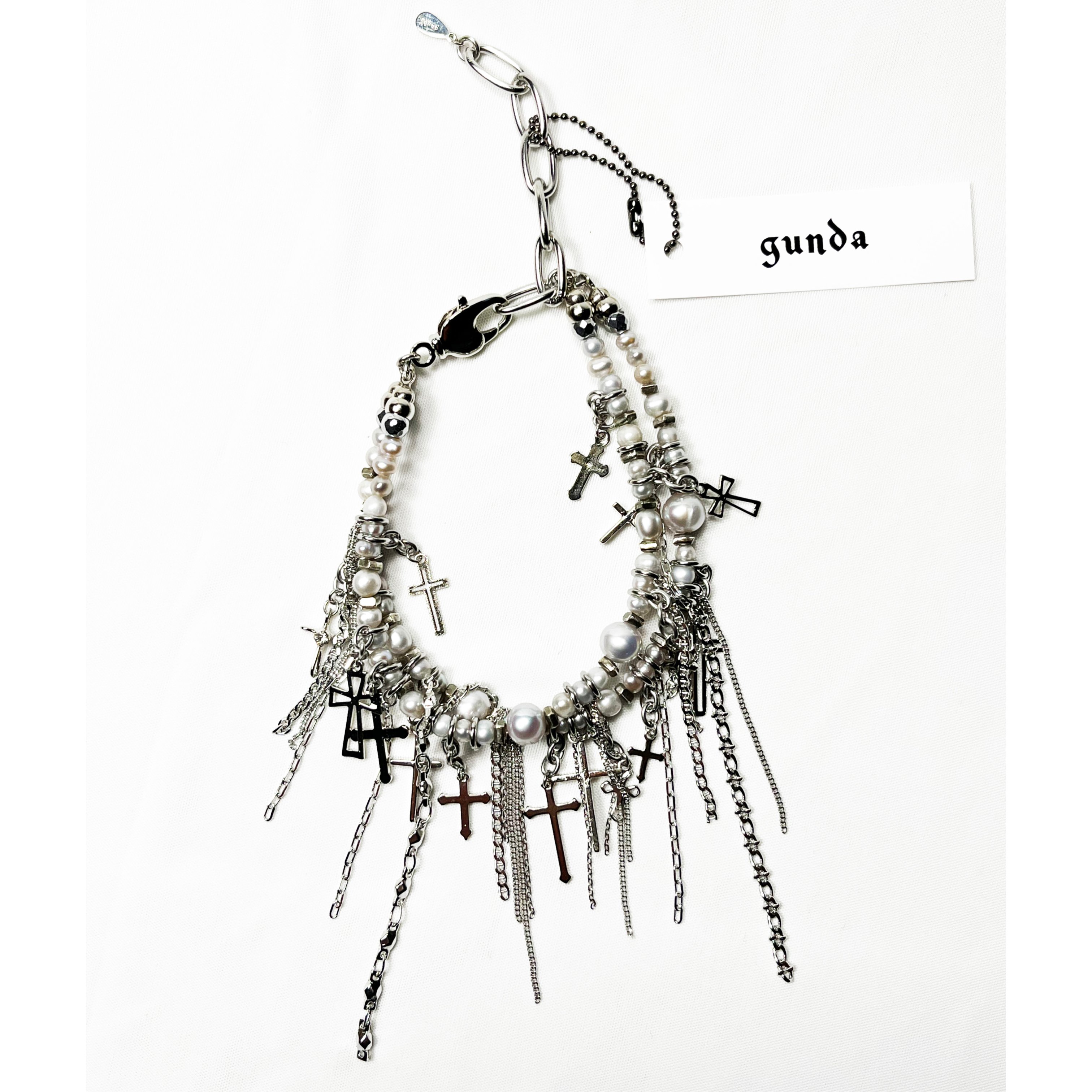初期 gunda JUNK HEAVEN クロスブレスレット archive gunda ・ガンダ・ JUNK HEAVEN PEARL BR・ブレスレット | MEGA