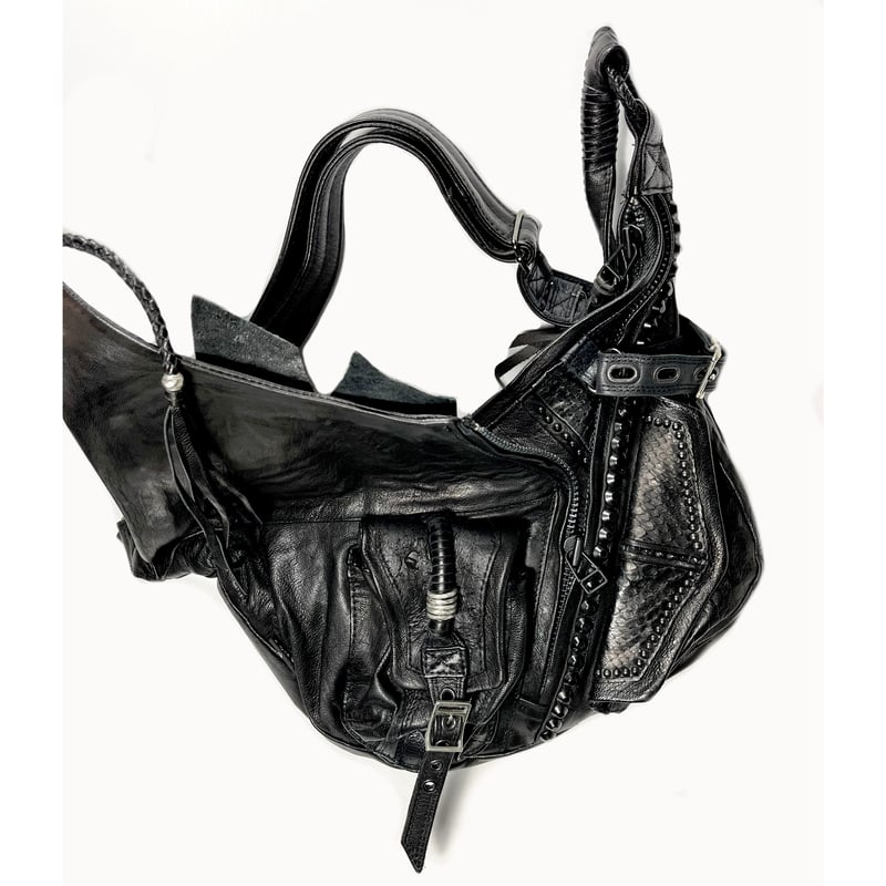 kmriiレザーバックケムリ if LGB Hyde 9日まで KMRii☆ケムリ☆レザーショルダーバッグ☆黒☆lGB☆share好きの