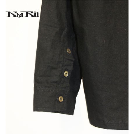 KMRii ・ケムリ・ Splash Cotton  Ramie Shirt・黒シャツ