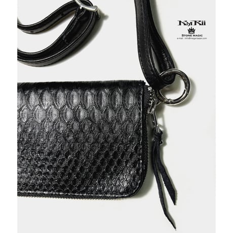 KMRii ・ケムリ・ Drop Purse・ 薄型・マルチ ウォレット・パイソンレザー