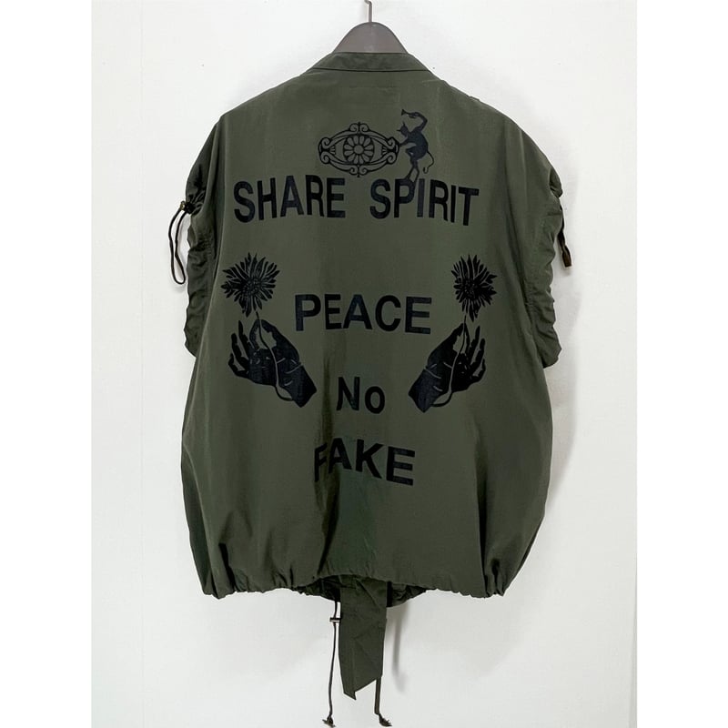 SHARE SPIRIT ベスト サイズ36 ホルターネック Share Spirit・PEACE NO FAKE・前ファス・マルチベスト・Olive・si