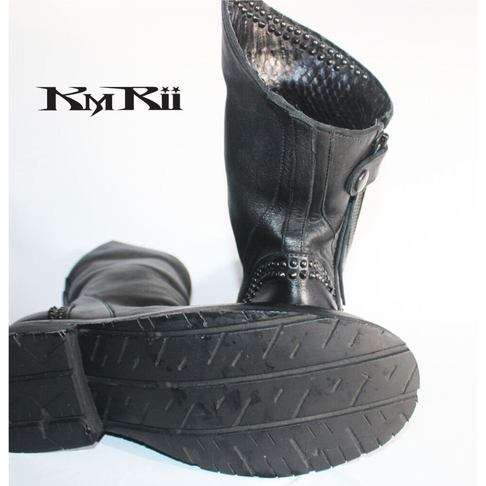KMRii ブーツ kmriiケムリスタッズパイソンレザースニーカーブーツ